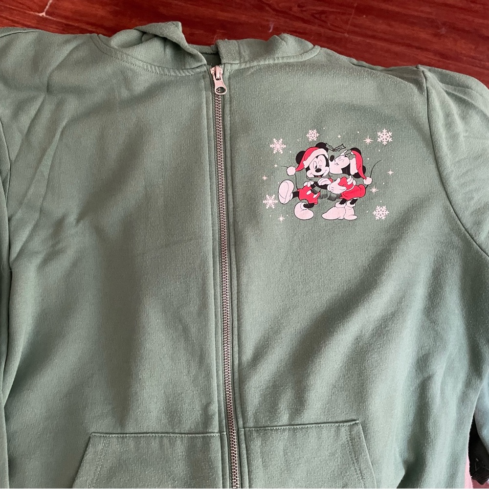 Disney Olive Green Hoodie with Mickey and Minnie